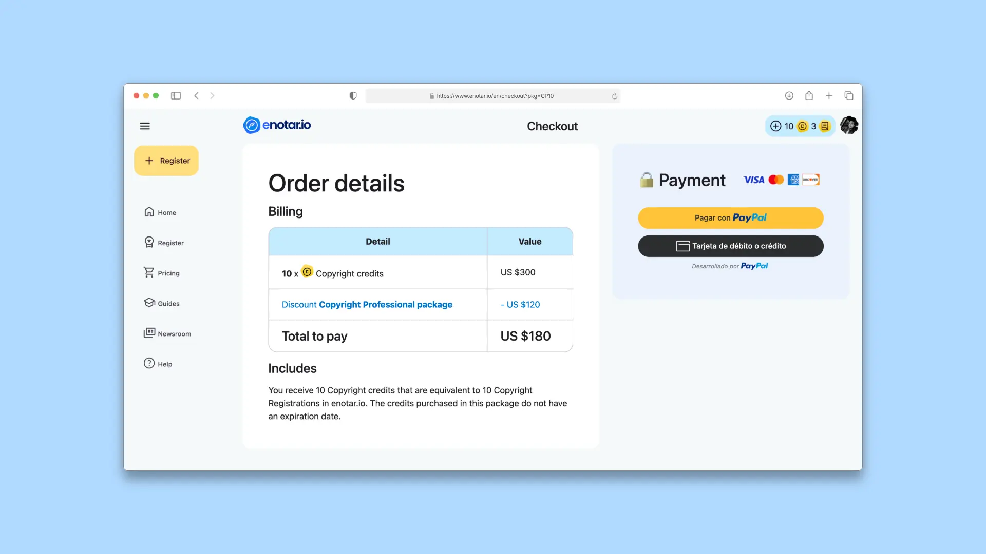 enotar.io Checkout Example Page