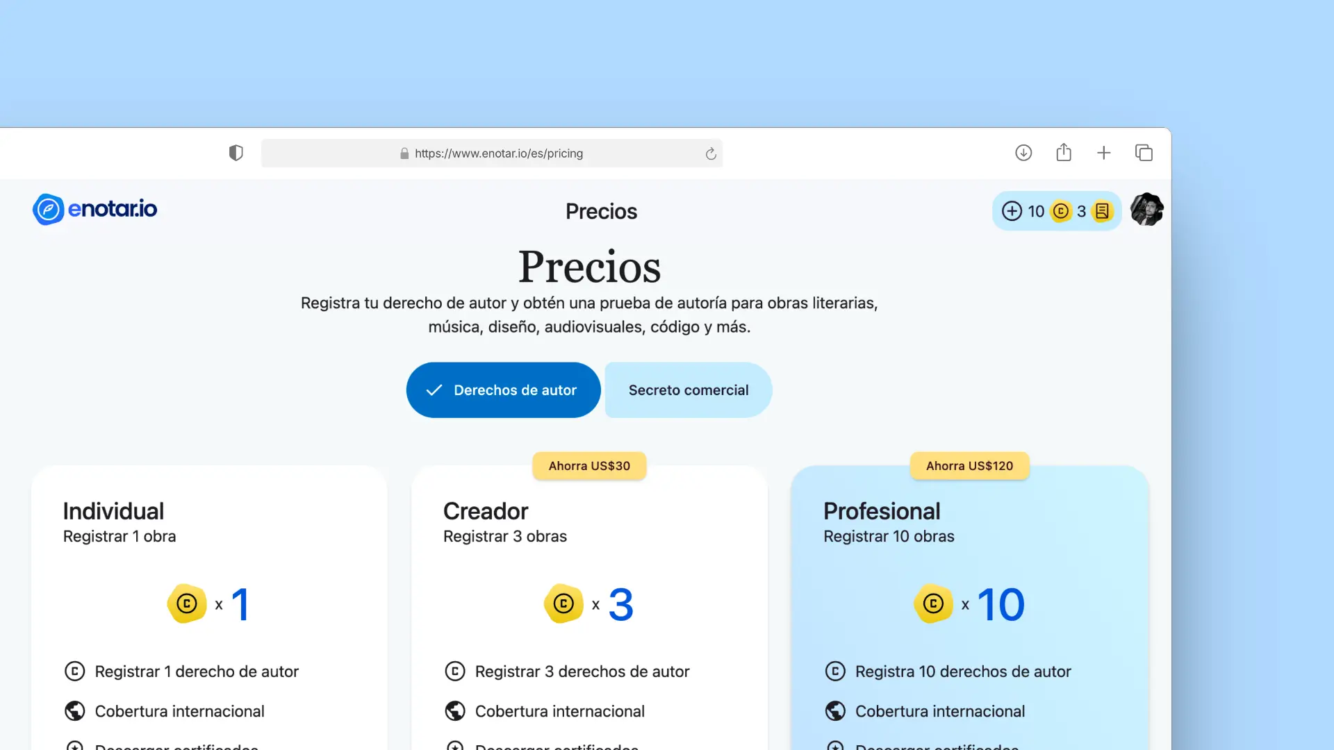 Precios de enotar.io