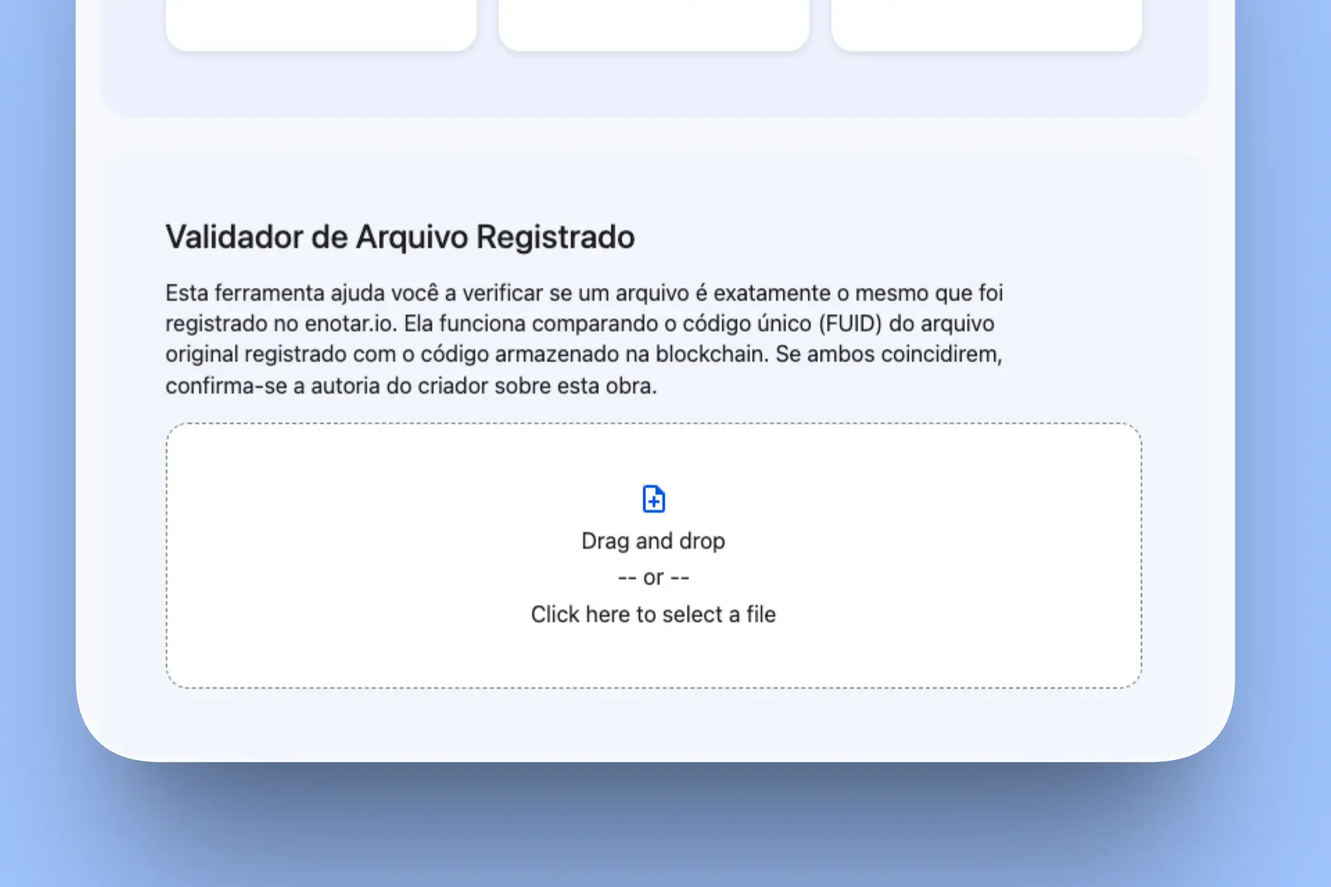 Validador de arquivo registrado enotar.io