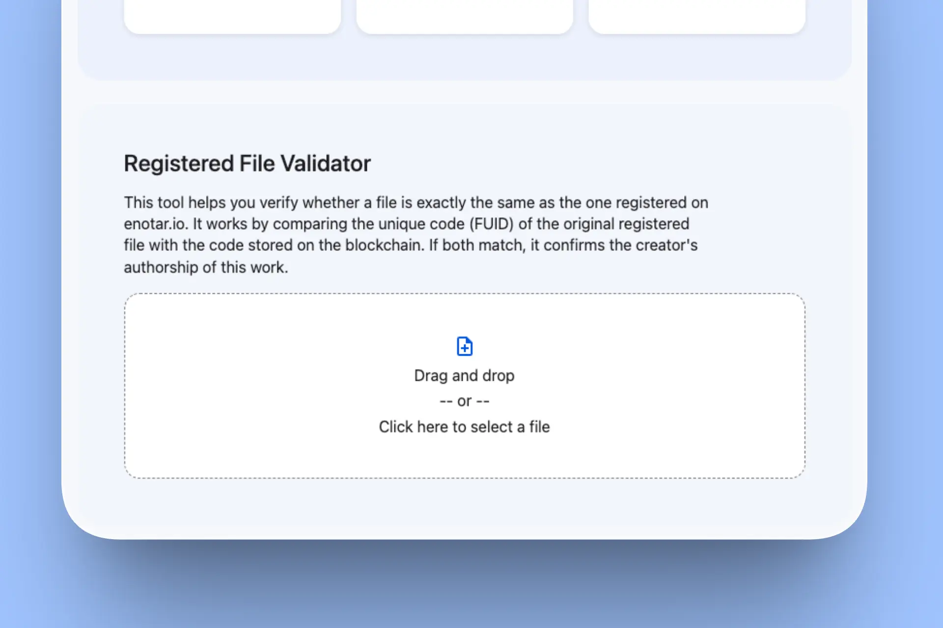Registered file validator enotar.io