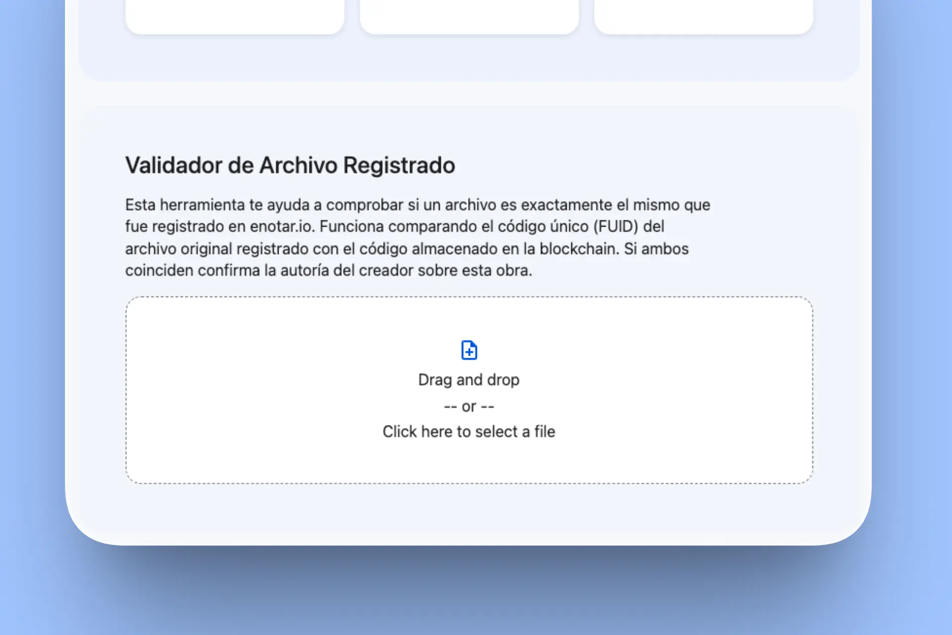 Validador de archivo registrado enotar.io